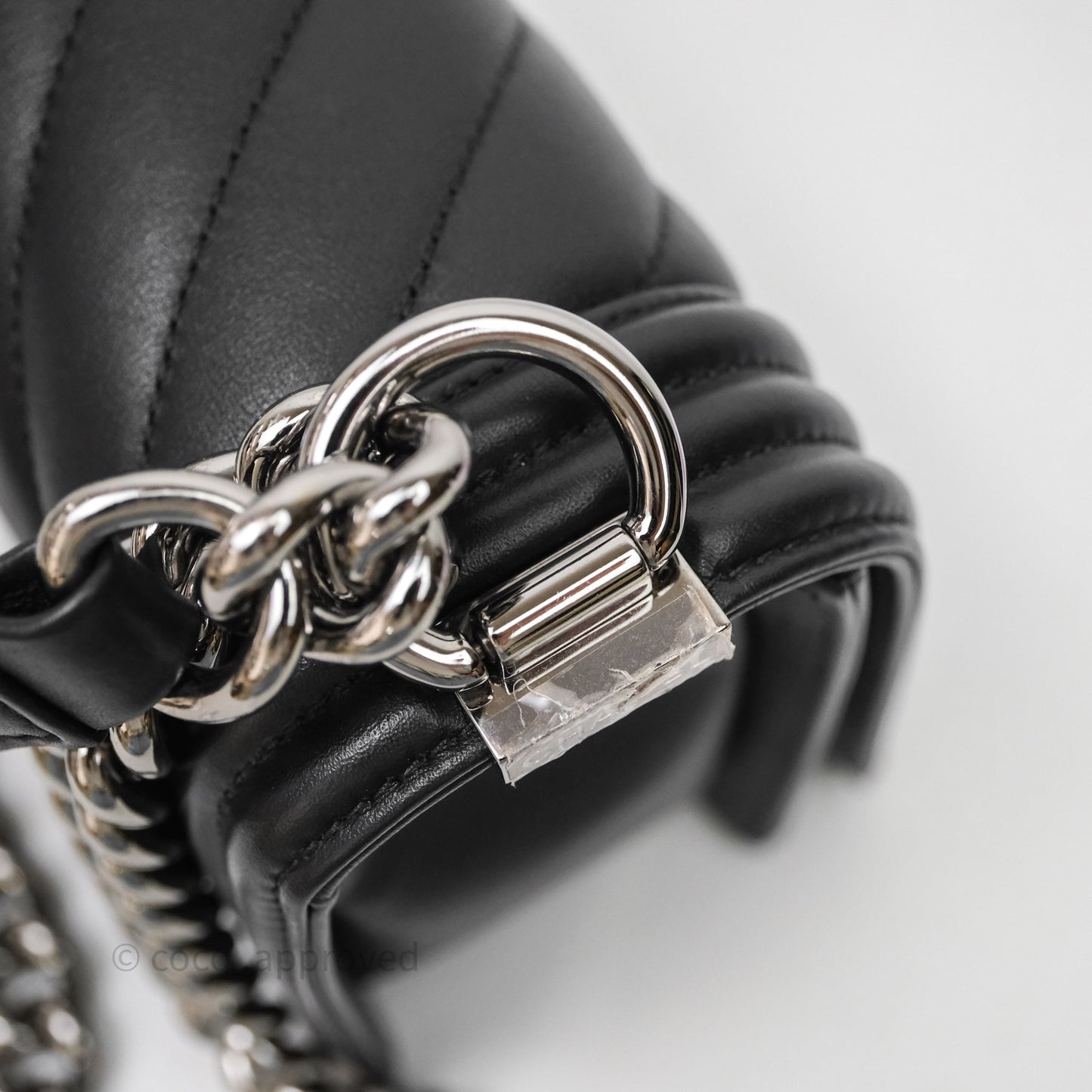 Chanel Small Boy Chevron Black Lambskin Silver Hardware