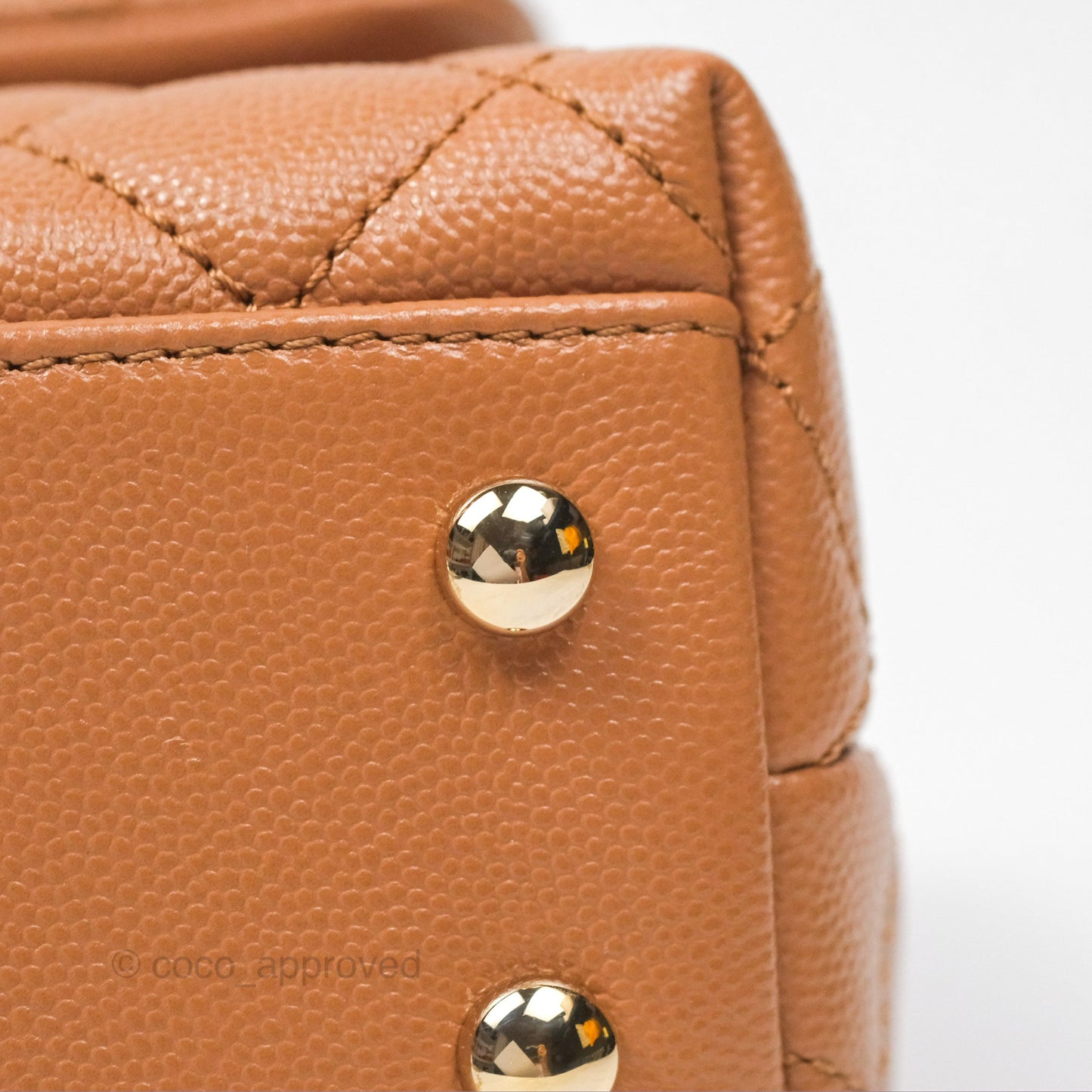 Chanel Small Coco Handle Quilted Dark Beige Caviar Gold Hardware