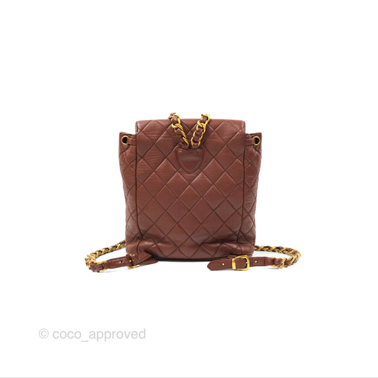 Chanel Vintage CC Duma Backpack Brown Lambskin 24K Gold Hardware