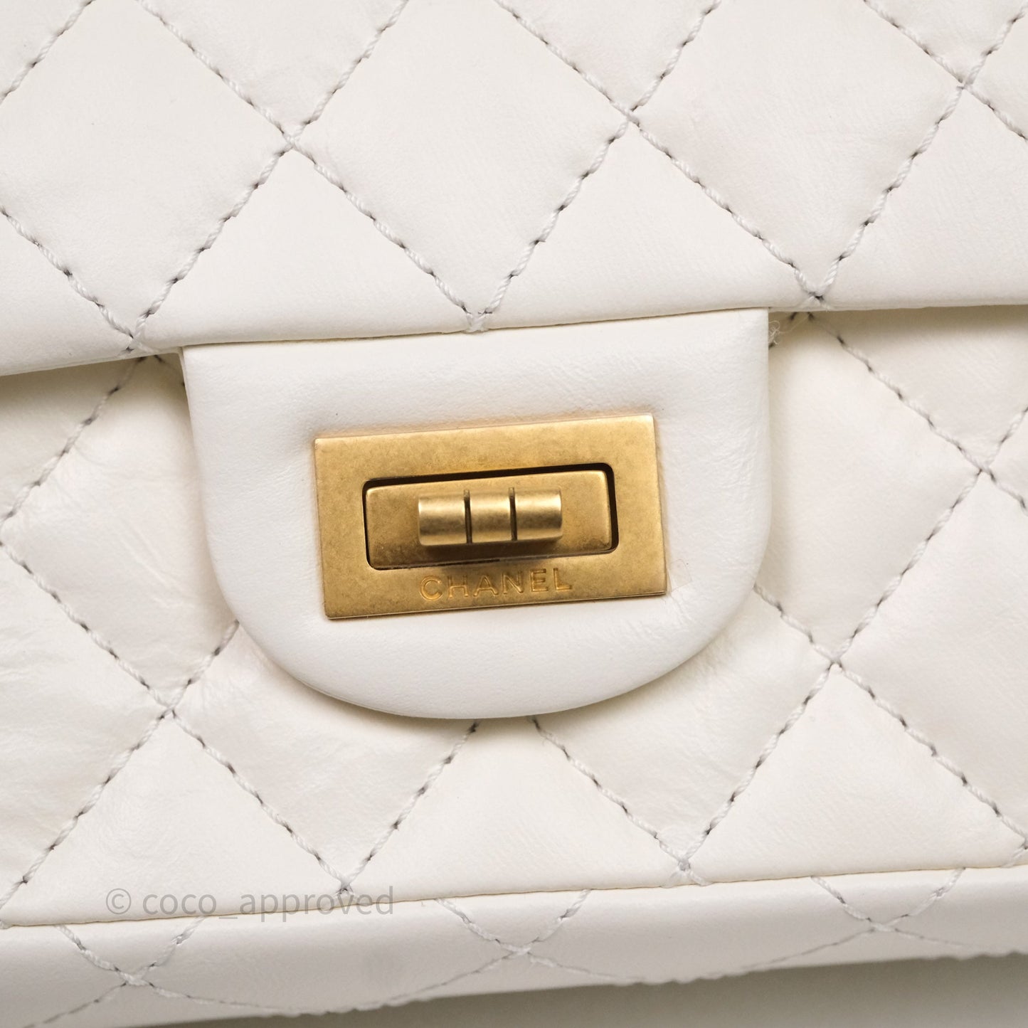 Chanel Mini Reissue 224 White Calfskin Aged Gold Hardware