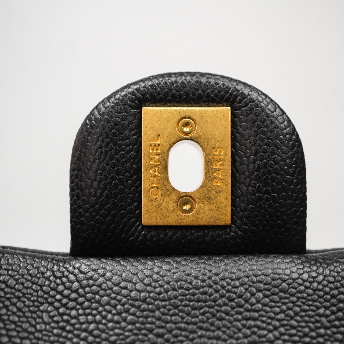 Chanel Mini Flap Bag Heart Adjustable Chain Black Caviar Aged Gold Hardware