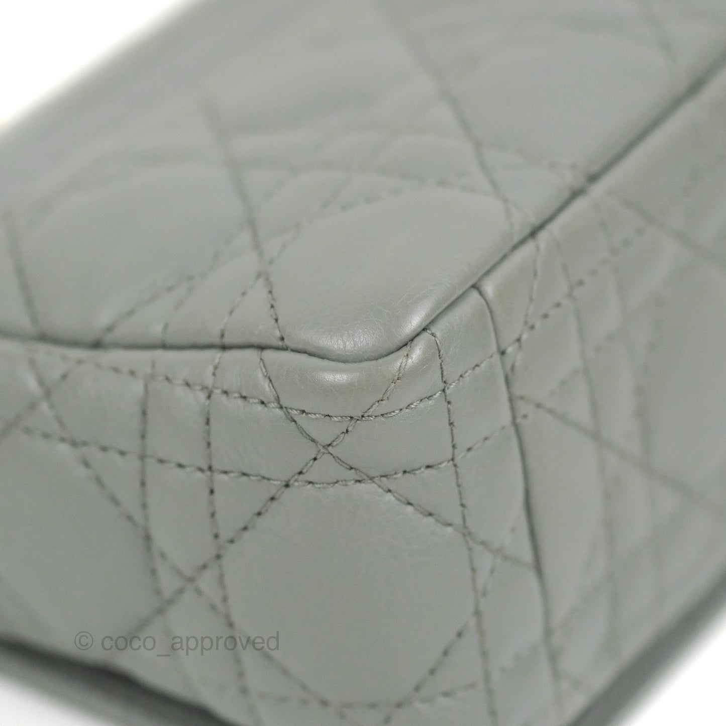 Dior Small Caro Bag Stone Gray Supple Cannage Calfskin