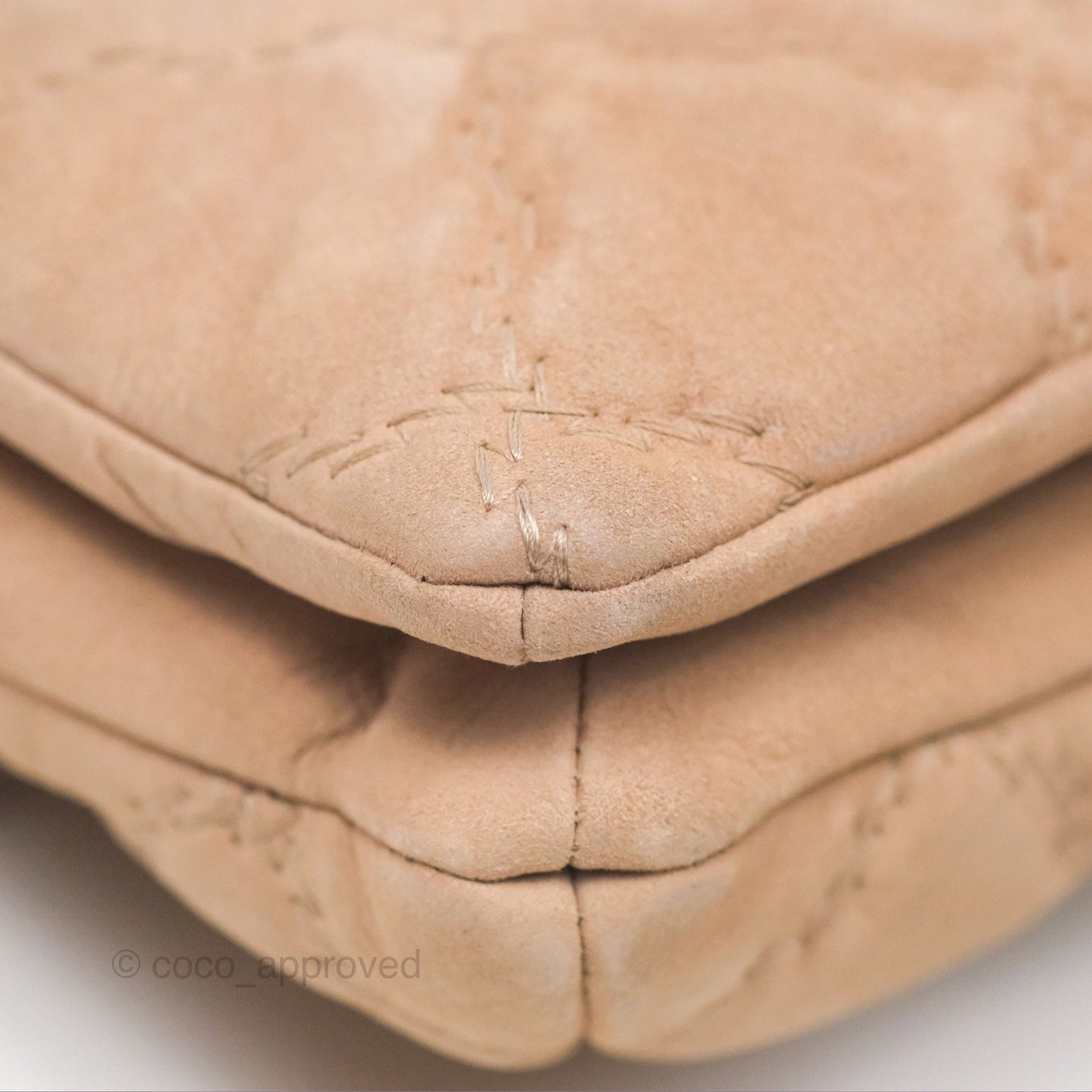 Chanel Double Stitch Hamptons Clutch With Chain Beige Washed Calfskin