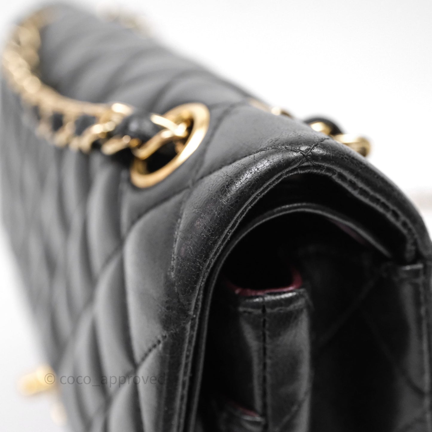 Chanel Vintage Classic M/L Medium Double Flap Black Lambskin 24K Gold Hardware