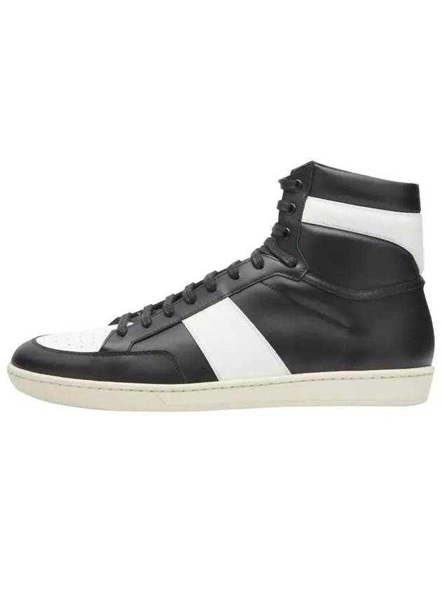 Luxury Saint Laurent Line Leather High Top Sneakers Black
