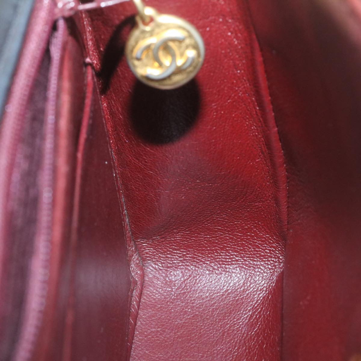 CHANEL Lamb Skin Matelasse Chain Flap Shoulder Bag Black CC  25502A