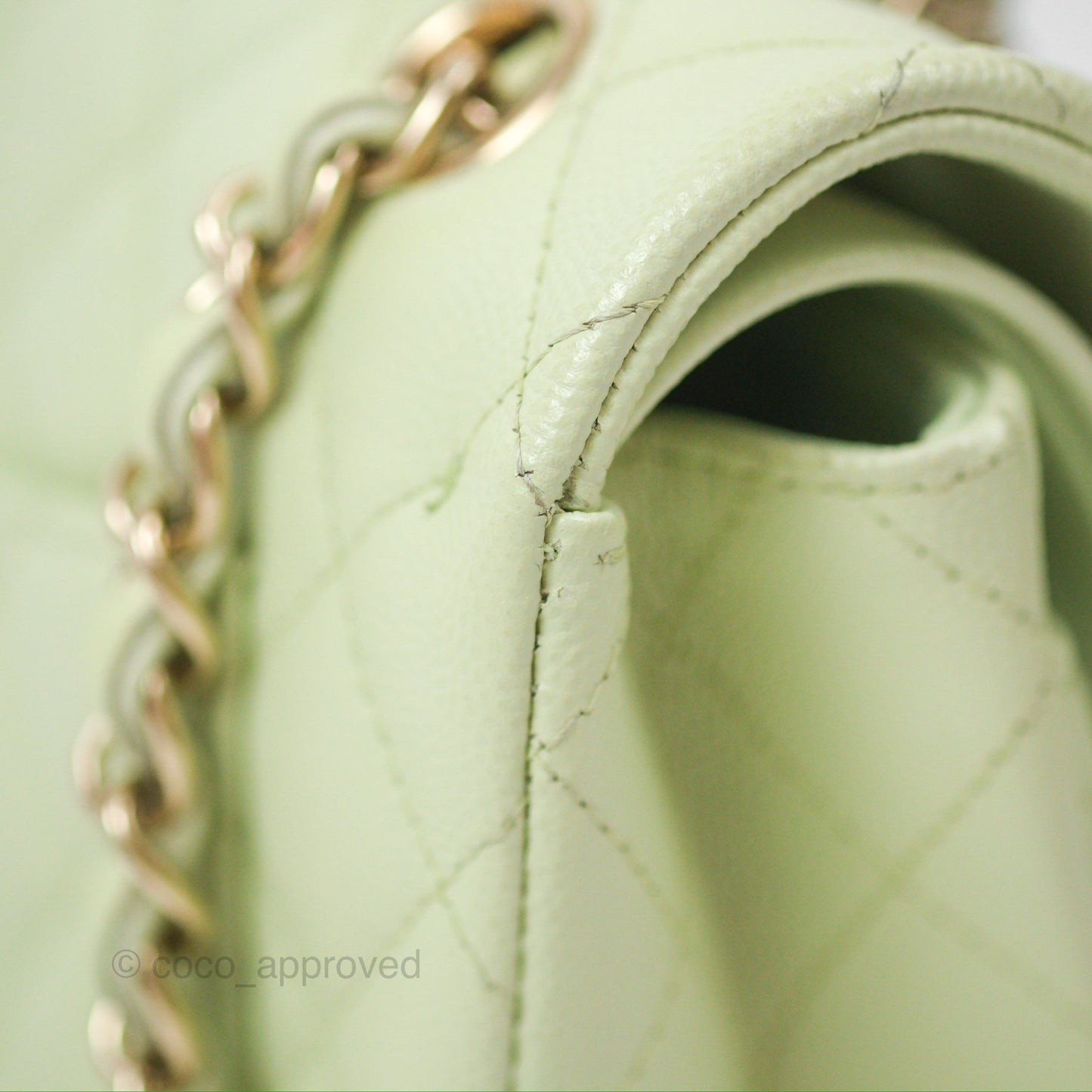 Chanel Small Quilted Classic Flap Mint Green Caviar Gold Hardware 22C