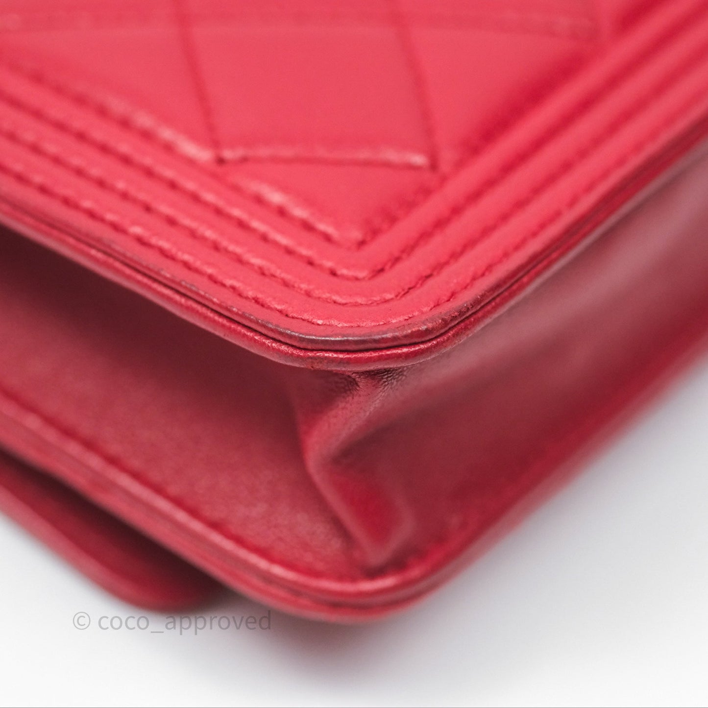 Chanel Boy Wallet on Chain WOC Red Lambskin Ruthenium Hardware