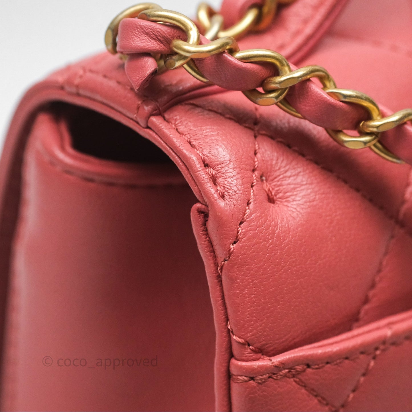 Chanel Quilted Small Chain Infinity Handle Bag Pink Lambskin Aged Gold Hardware