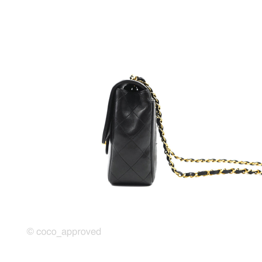 Chanel Vintage Small Flap Bag Black Lambskin 24K Gold Hardware