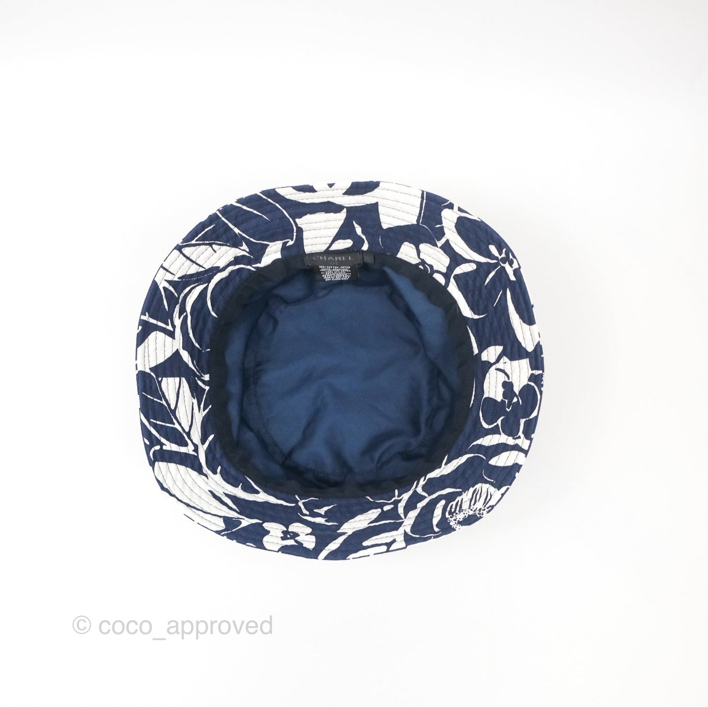 Chanel Flora Printed Bucket Hat White Navy
