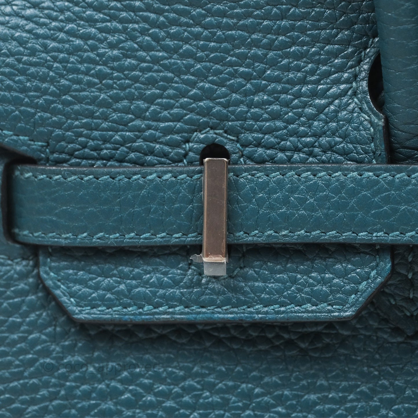 Hermès Birkin 25 Retourne Vert Bosphore W0 / Bleu Océan Z7 Togo Palladium Hardware