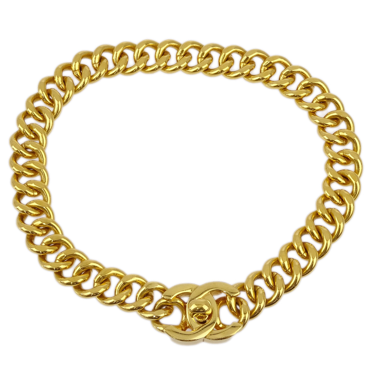 Luxury Chanel Turnlock Gold Chain Necklace 95A
