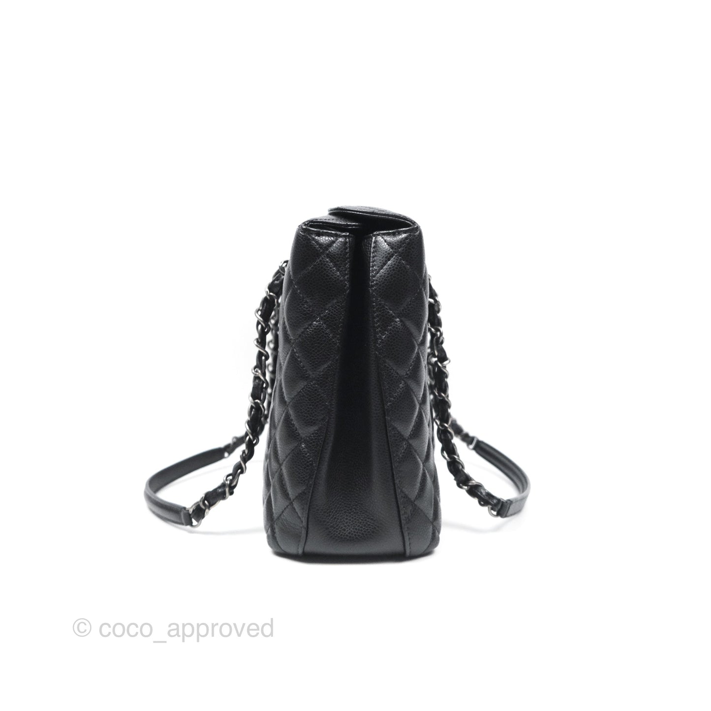 Chanel Quilted Small City Shopping Bag Black Caviar Ruthenium Hardware