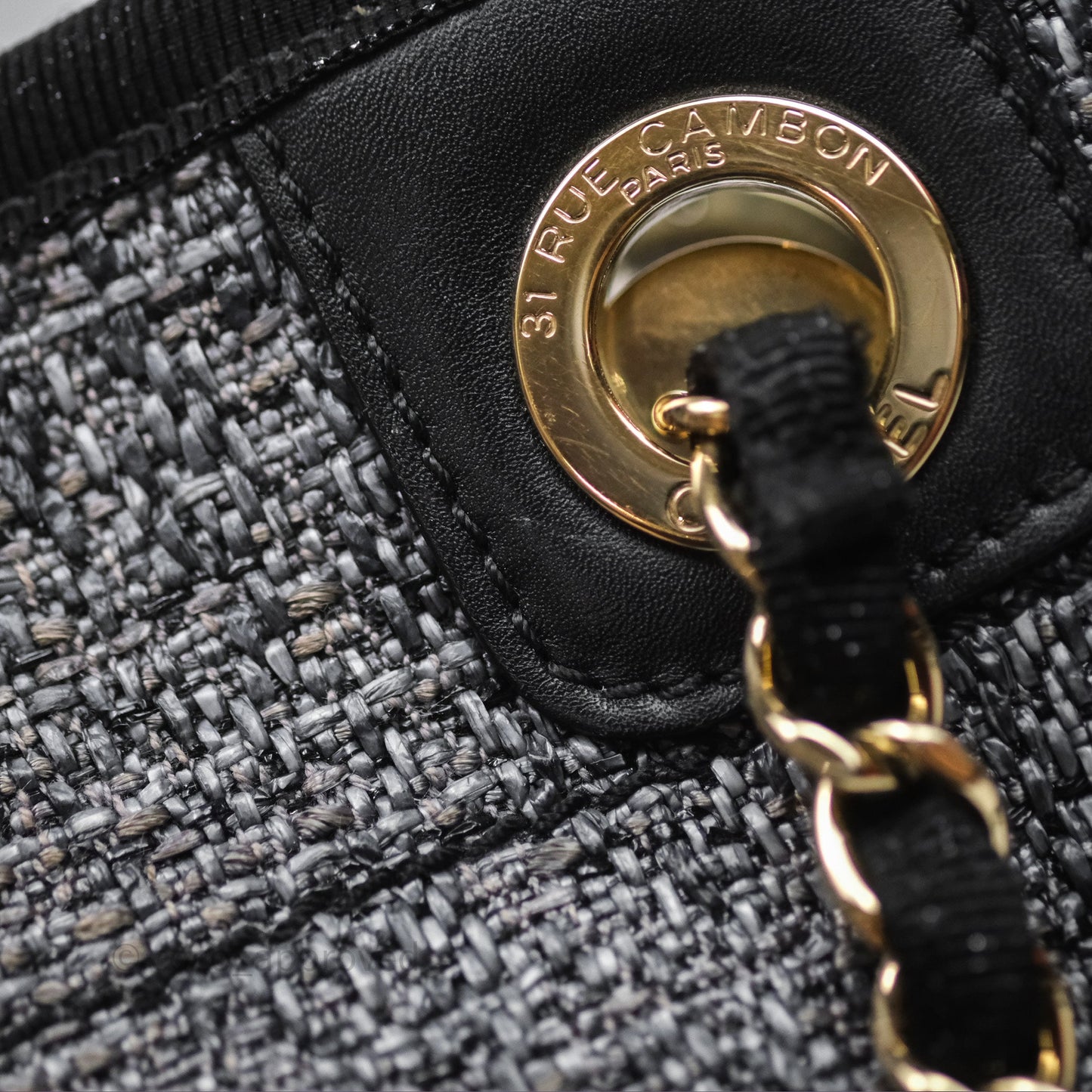 Chanel Medium Deauville Charcoal Grey Canvas