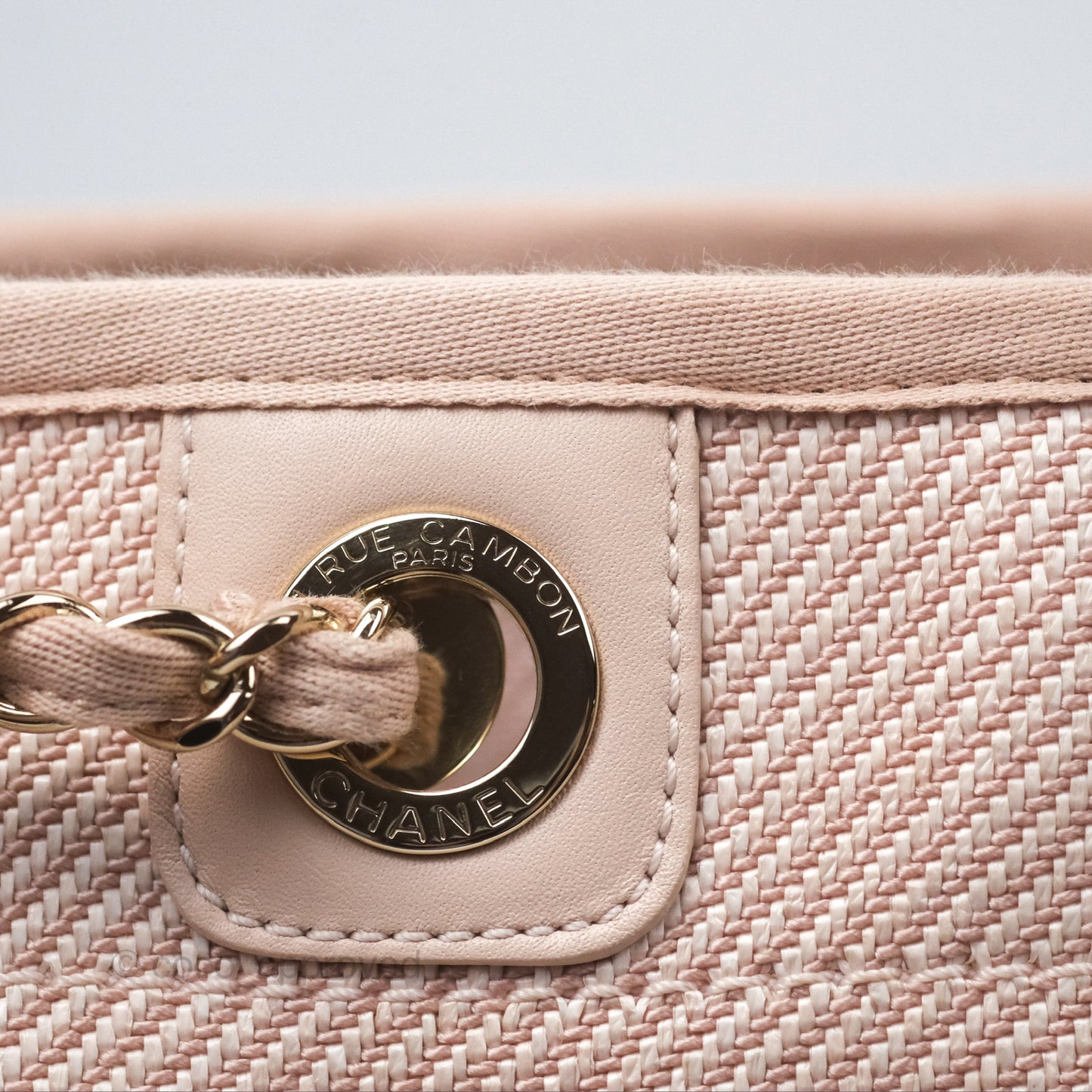 Chanel Medium Deauville Pink Canvas Gold Hardware