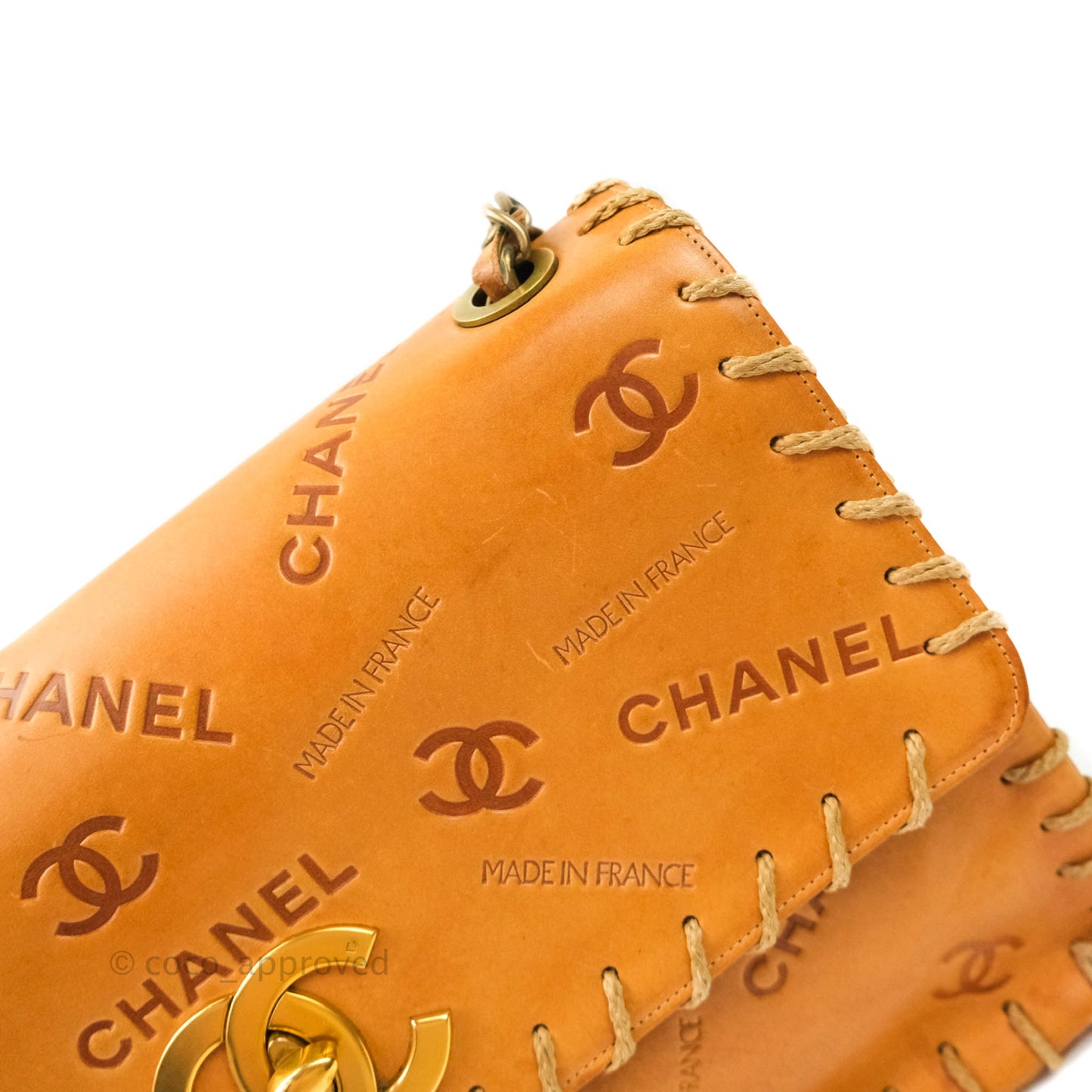 Chanel Embossed Leather XL Jumbo Flap Tan Antique Gold Hardware