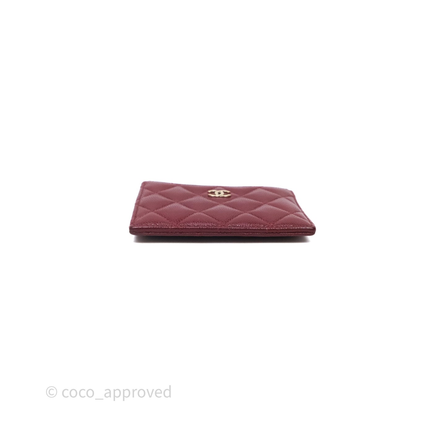 Chanel Classic Caviar Zipped Card Holder Burgundy Gold Hardware