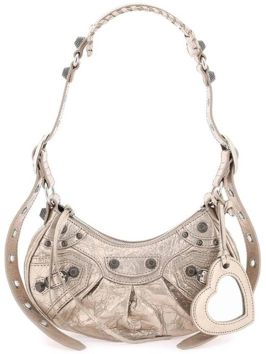 Luxury Balenciaga Metallic Le Cagol XS Lambskin Shoulder Bag Metallic Beige