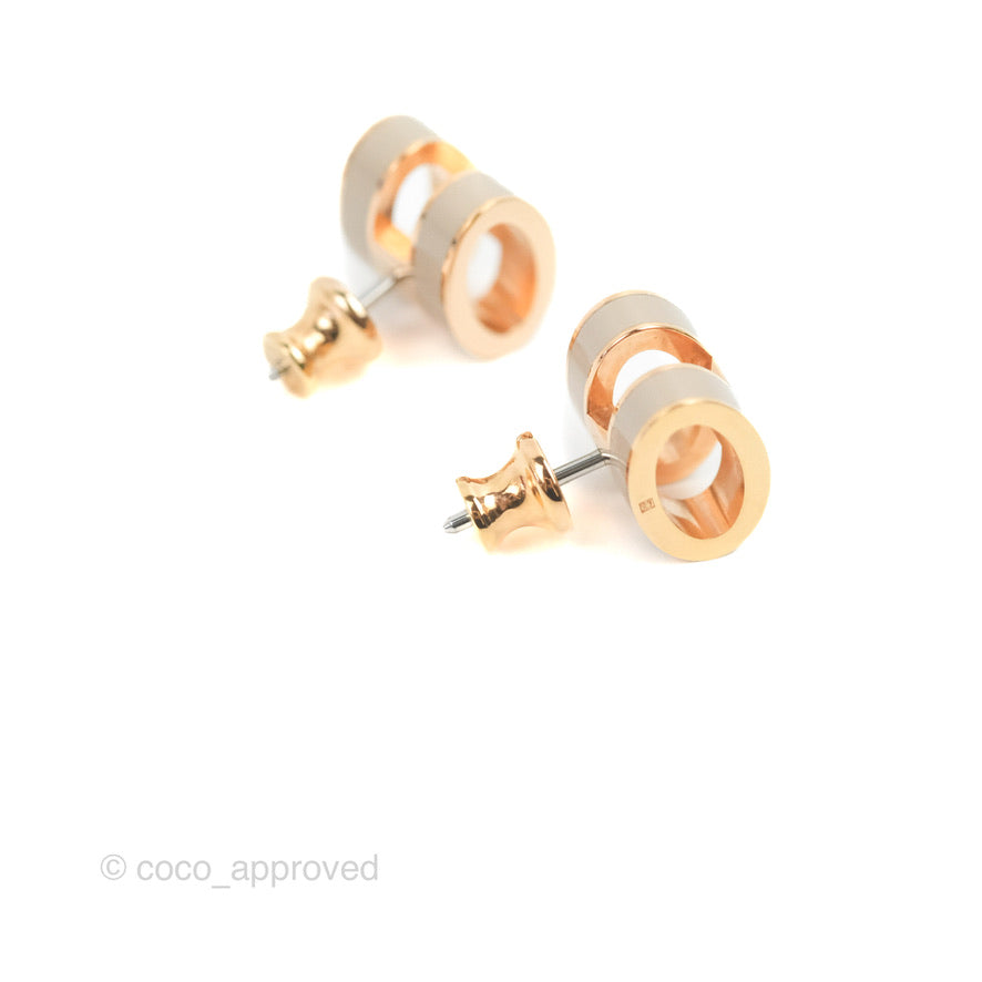 Hermès Pop H Earrings Marron Glace Rose Gold
