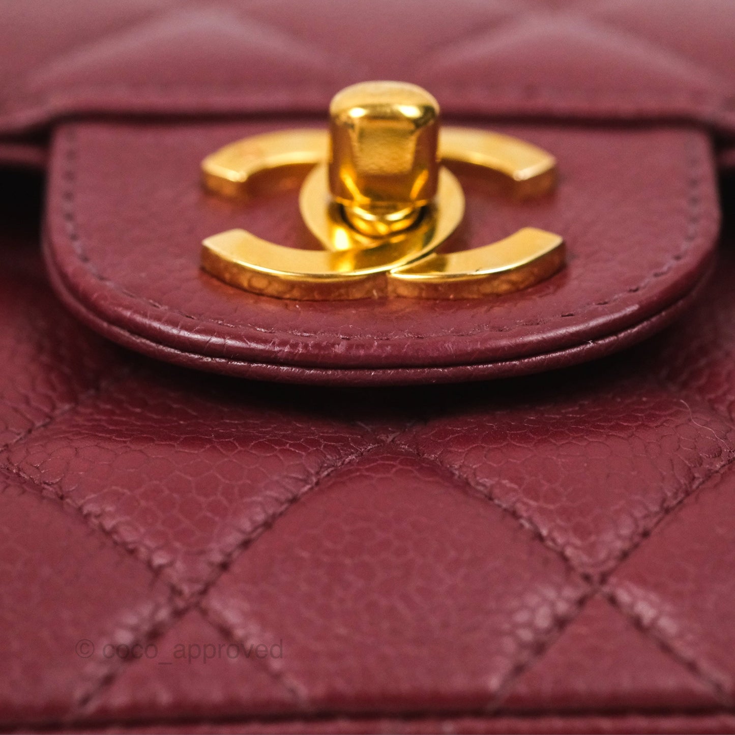 Chanel Vintage Classic Small S/M Flap Burgundy Caviar 24K Gold Hardware