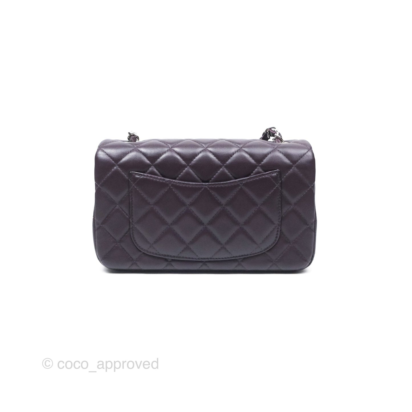 Chanel Mini Rectangular Quilted Dark Purple Lambskin Silver Hardware
