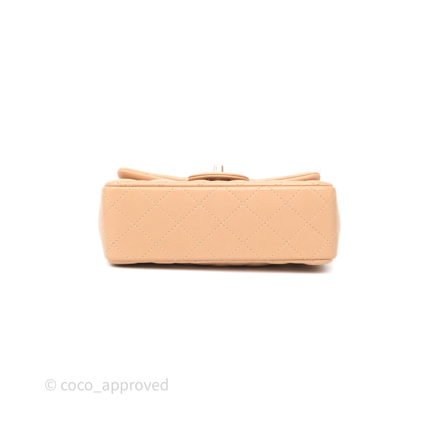 Chanel Mini Rectangular Quilted Beige Lambskin Gold Hardware