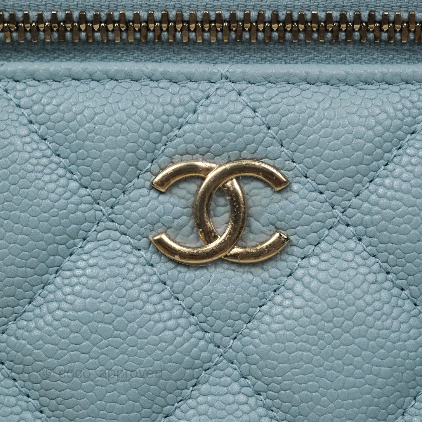 Chanel Vanity with CC Chain Light Blue Caviar Gold Hardware