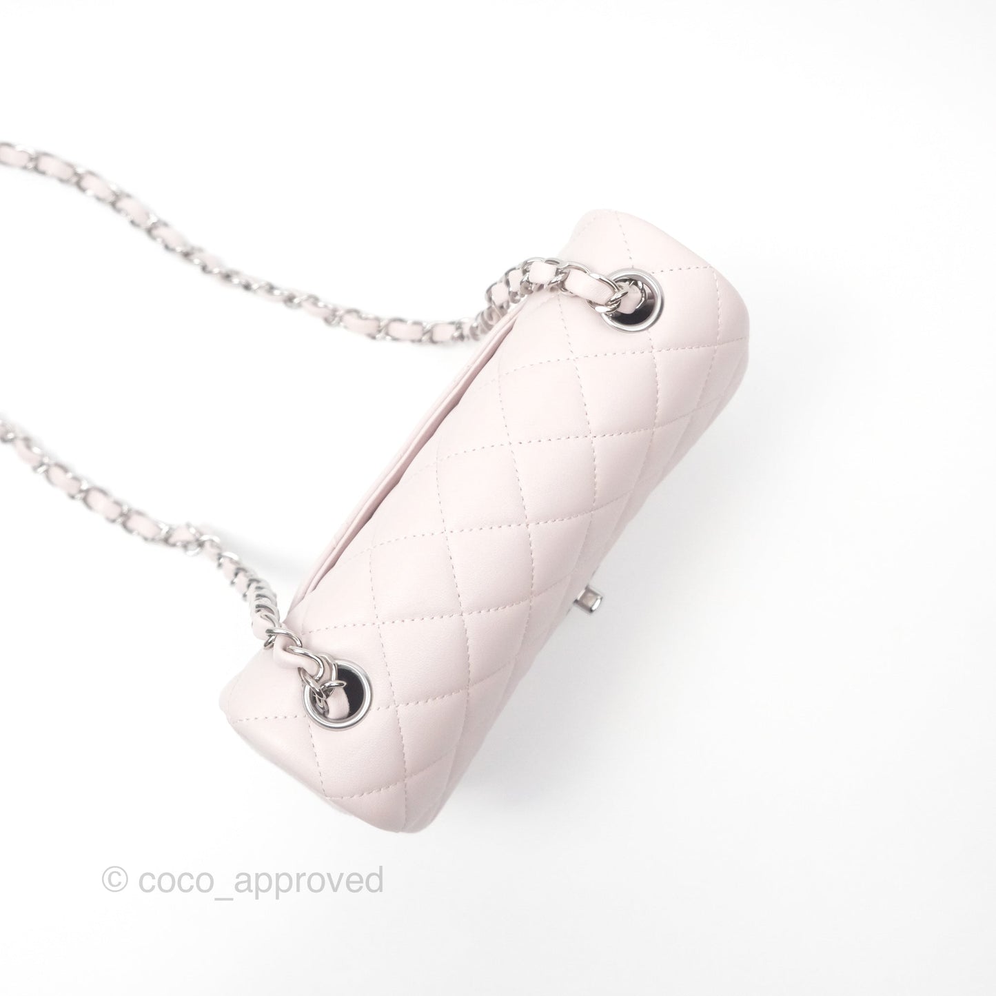 Chanel Quilted Mini Rectangular Pale Lilac Lambskin Silver Hardware