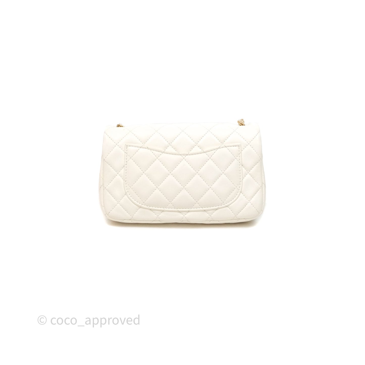 Chanel Mini Rectangular Pearl Crush White Lambskin Aged Gold Hardware