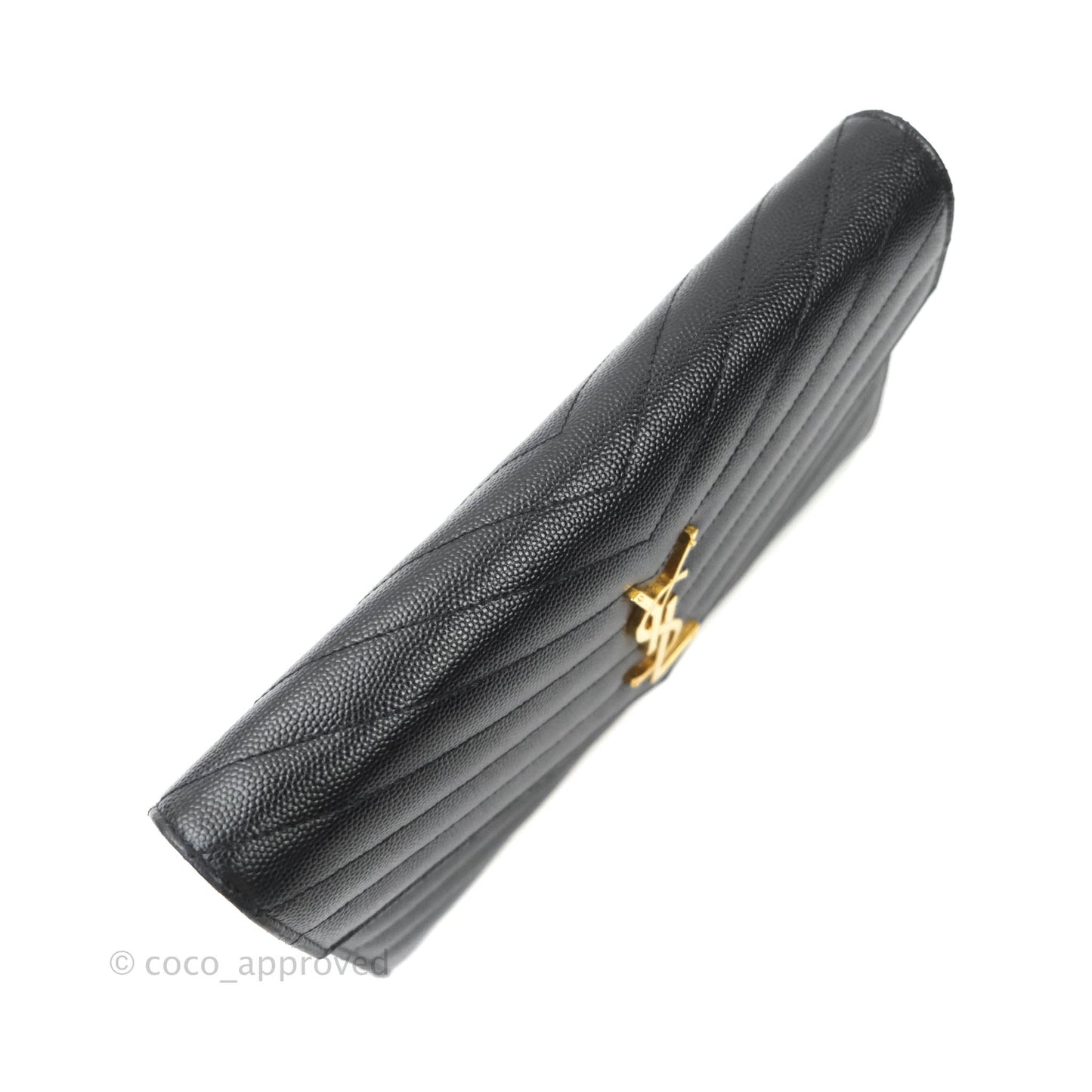 Saint Laurent Wallet on Chain Large Black Grained Leather Gold Hardware