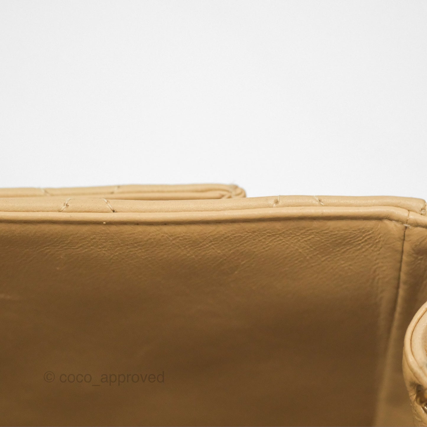 Chanel Vintage Flap Bag Beige Lambskin Gold Hardware