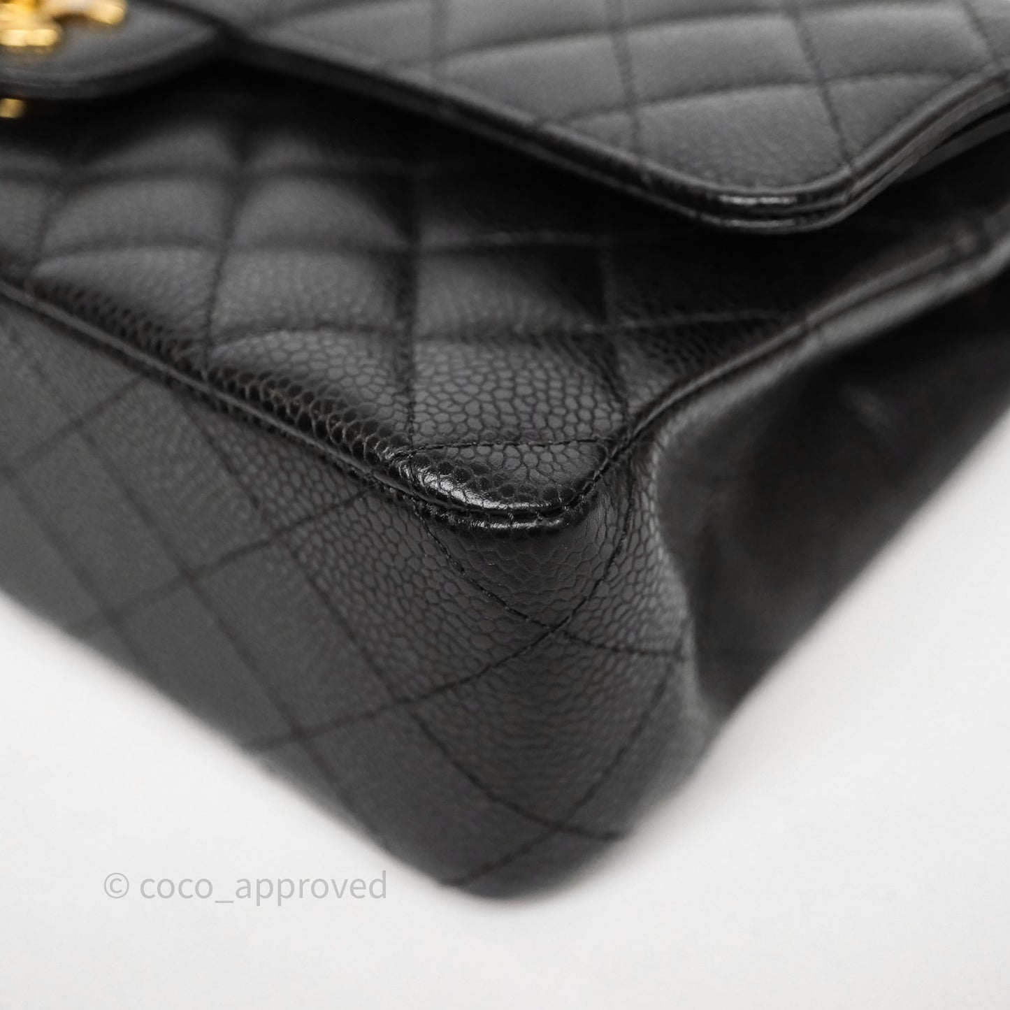 Chanel Classic M/L Medium Flap Quilted Black Caviar Gold Hardware