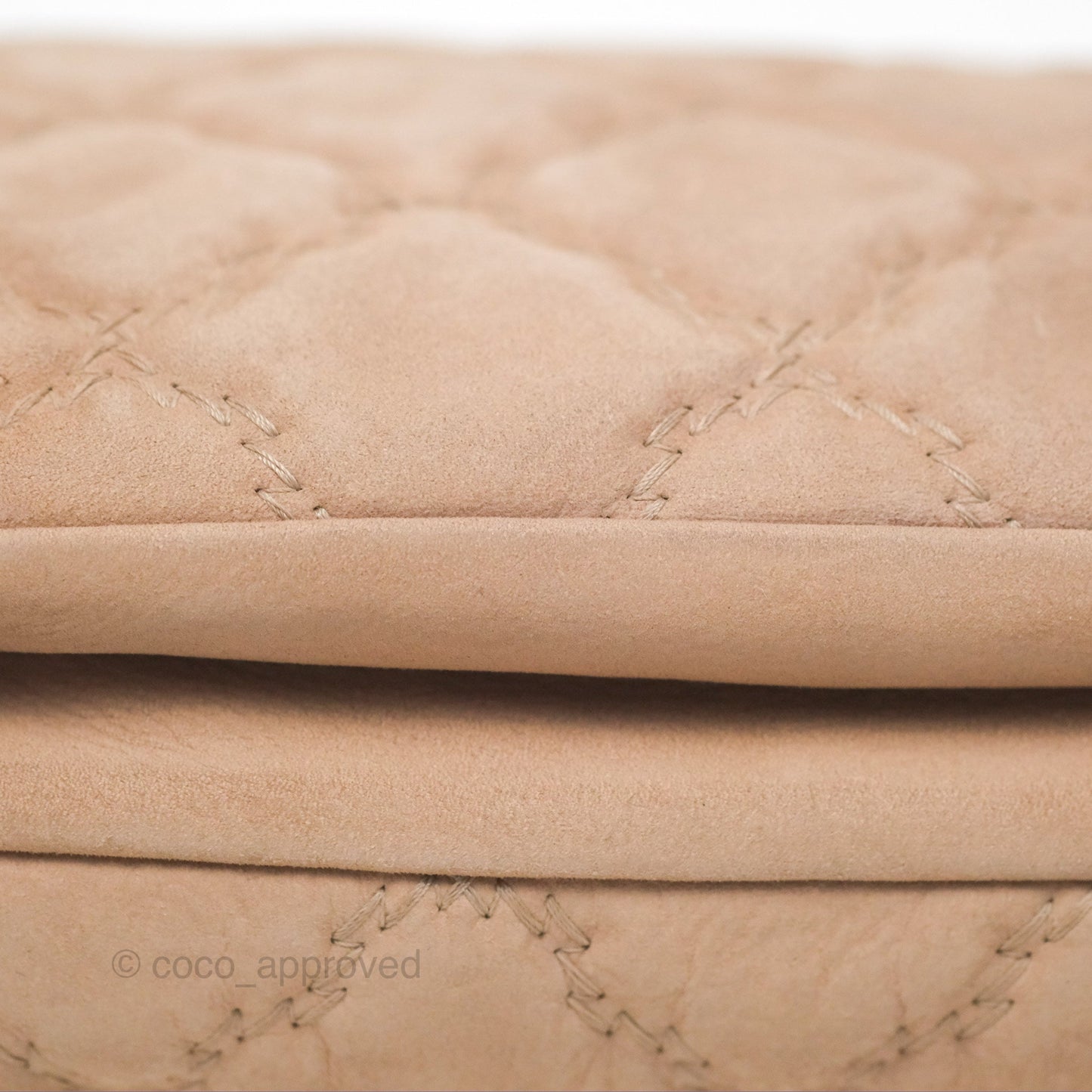 Chanel Double Stitch Hamptons Clutch With Chain Beige Washed Calfskin