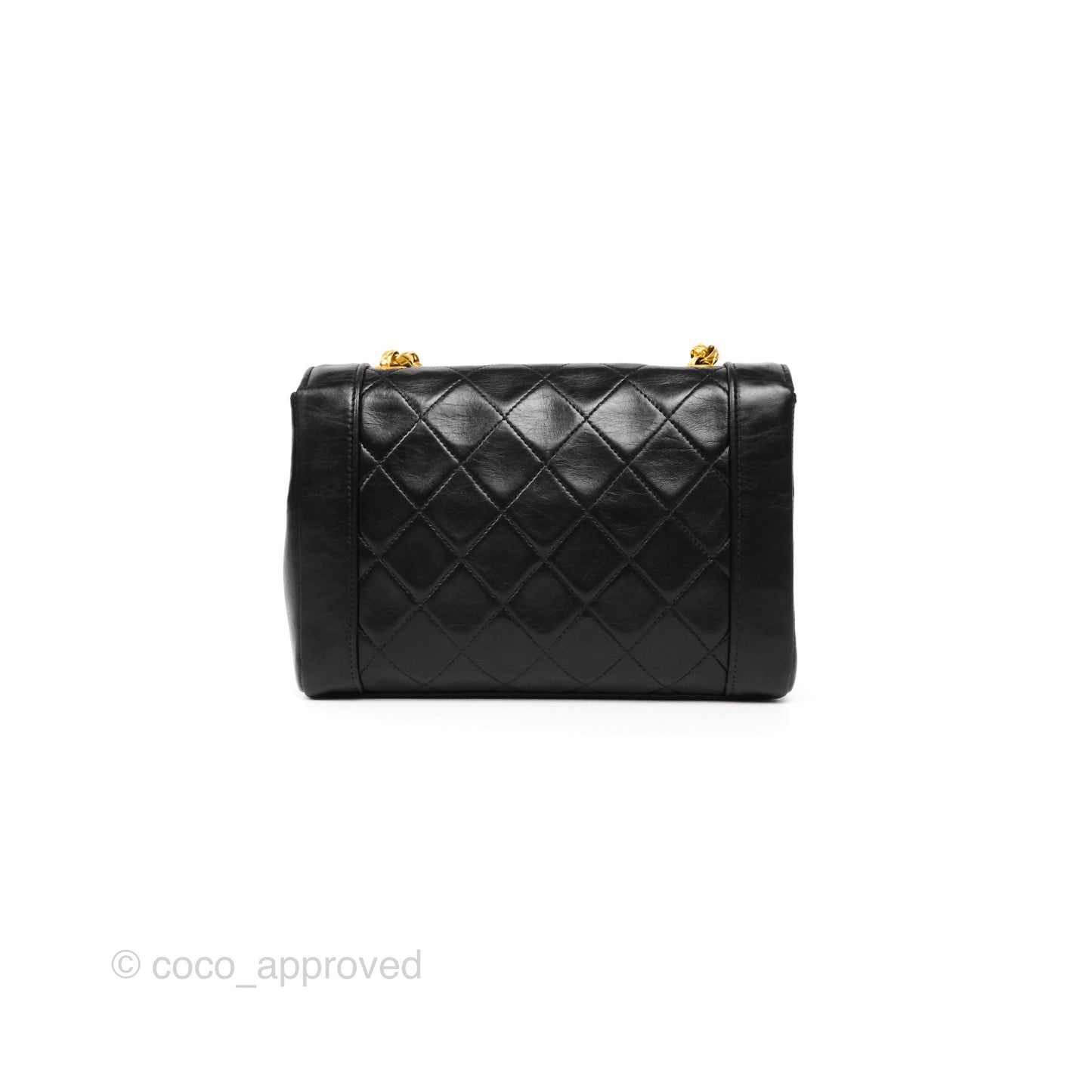 Chanel Vintage Small Diana Flap Black Lambskin 24K Gold Hardware