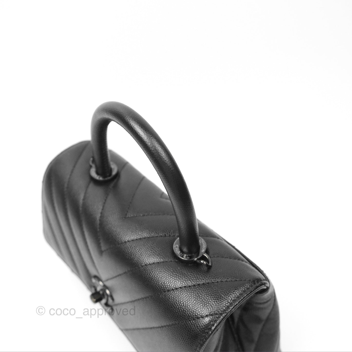 Chanel Small Coco Handle Chevron So Black Caviar