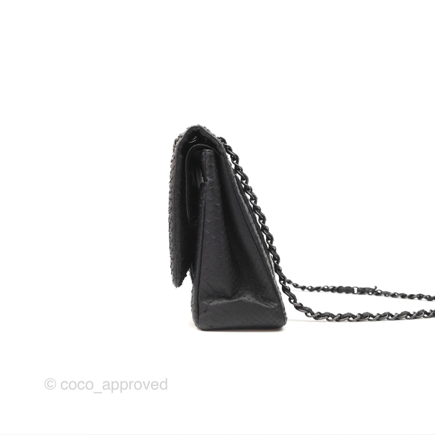 Chanel Maxi Double Flap Black Python Matte Black Hardware