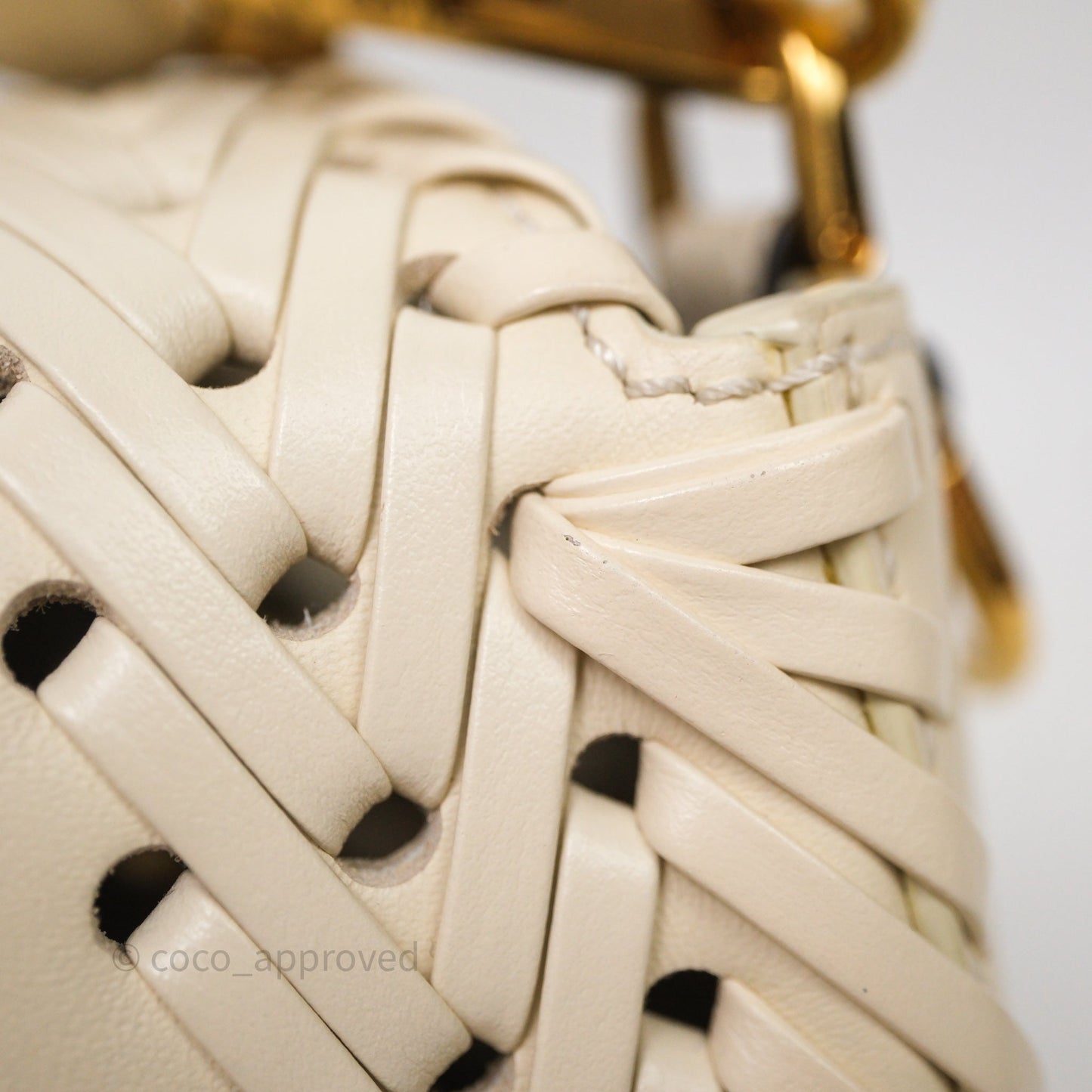 Fendi Braided Leather Baguette Bag Ivory Gold Hardware