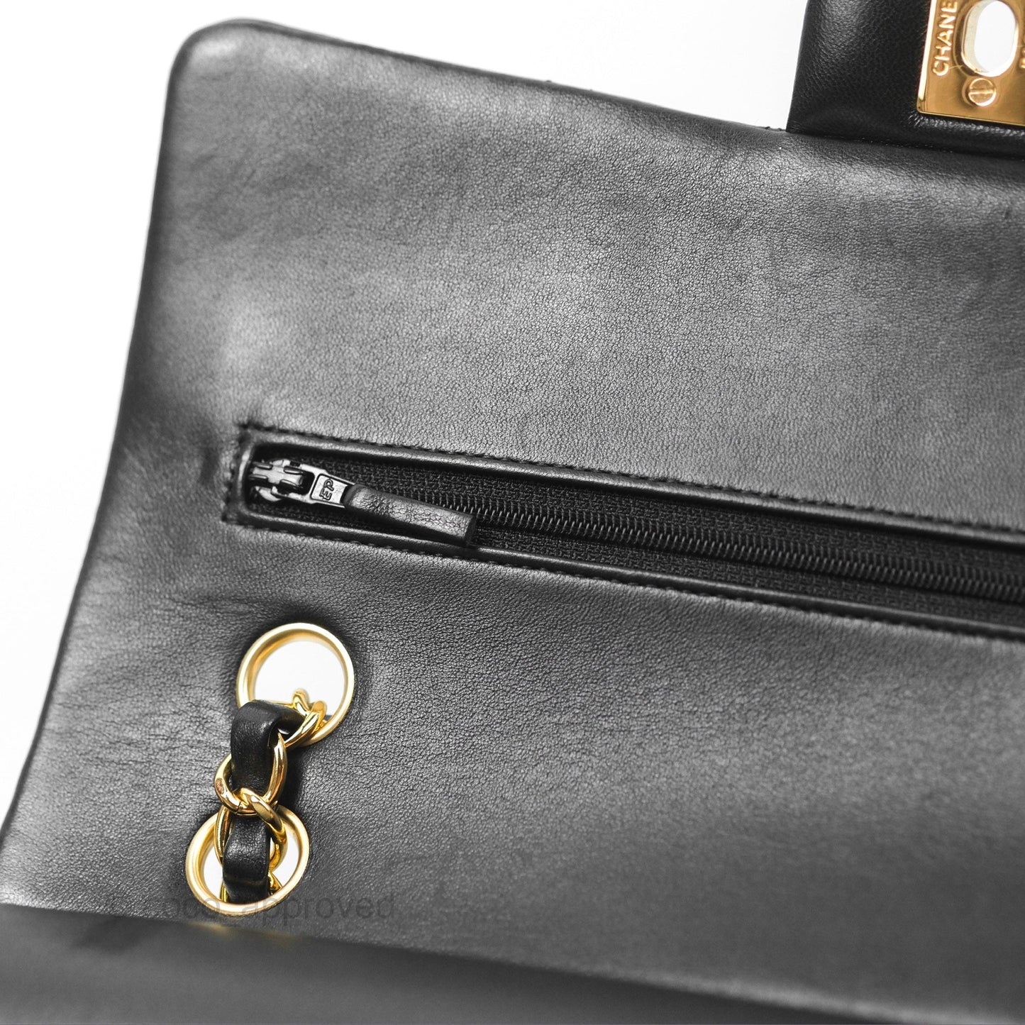 Chanel Classic M/L Medium Flap Quilted Black Lambskin Gold Hardware