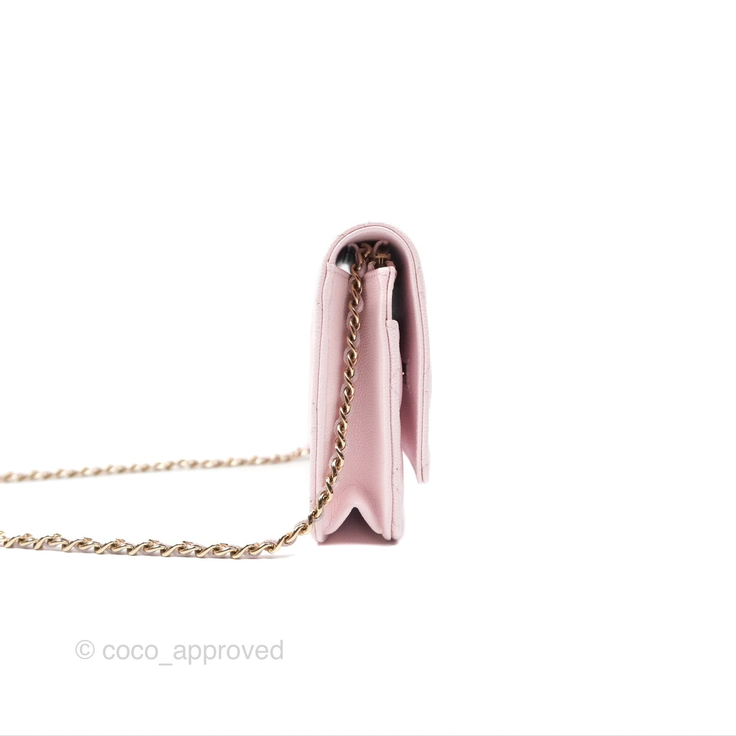 Chanel Classic Quilted Wallet On Chain WOC Sakura Pink Caviar Gold Hardware