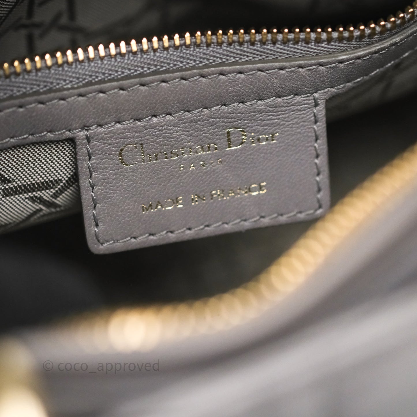 Christian Dior Medium Lady Dior Grey Lambskin Gold Hardware