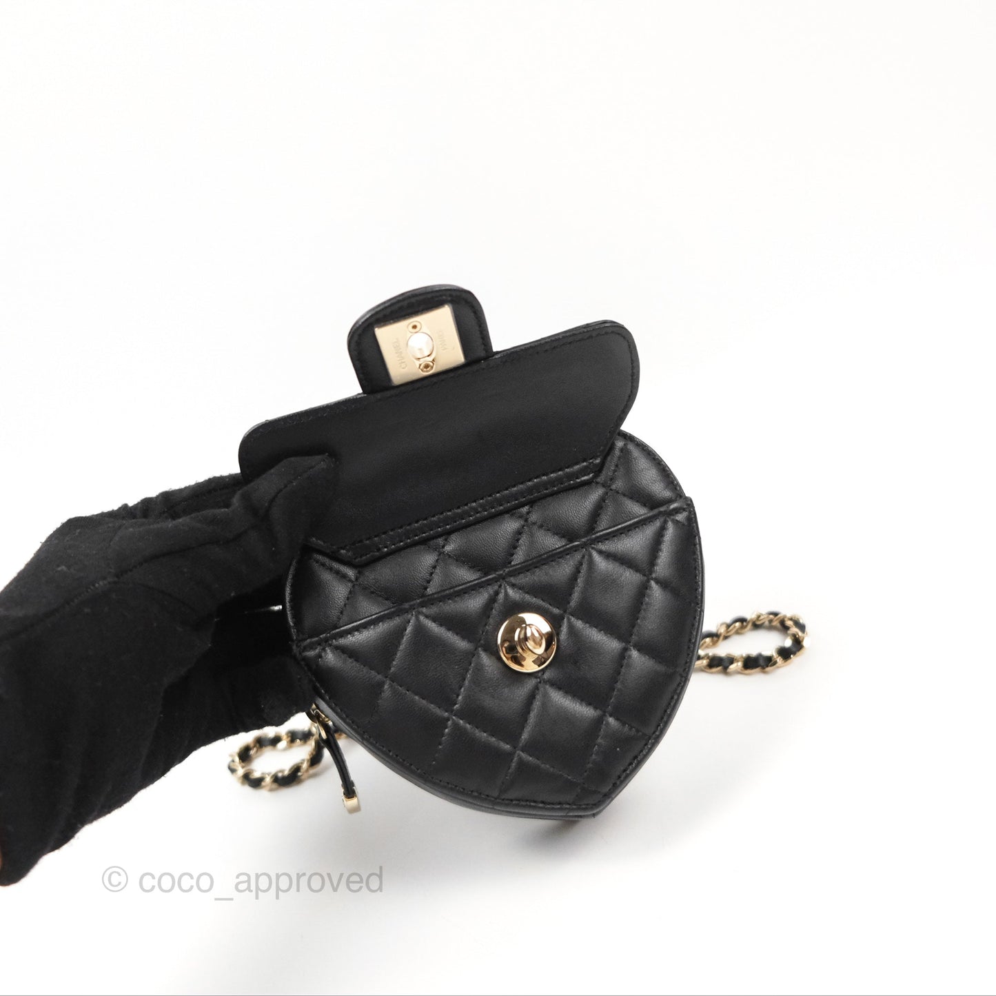 Chanel Small Heart Bag Black Lambskin Gold Hardware 22S