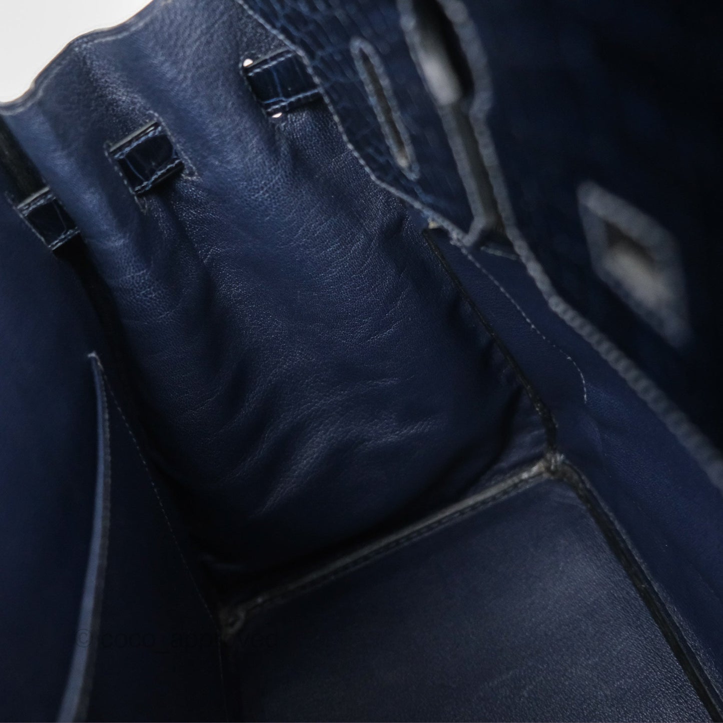 Hermès Birkin 35 Porosus Marine 78 Palladium Hardware