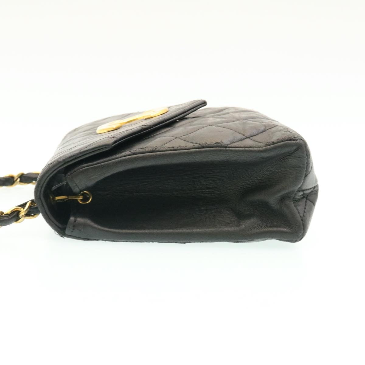 Luxury Chanel Lamb Skin Matelasse Chain Shoulder Bag Black CC  25810A