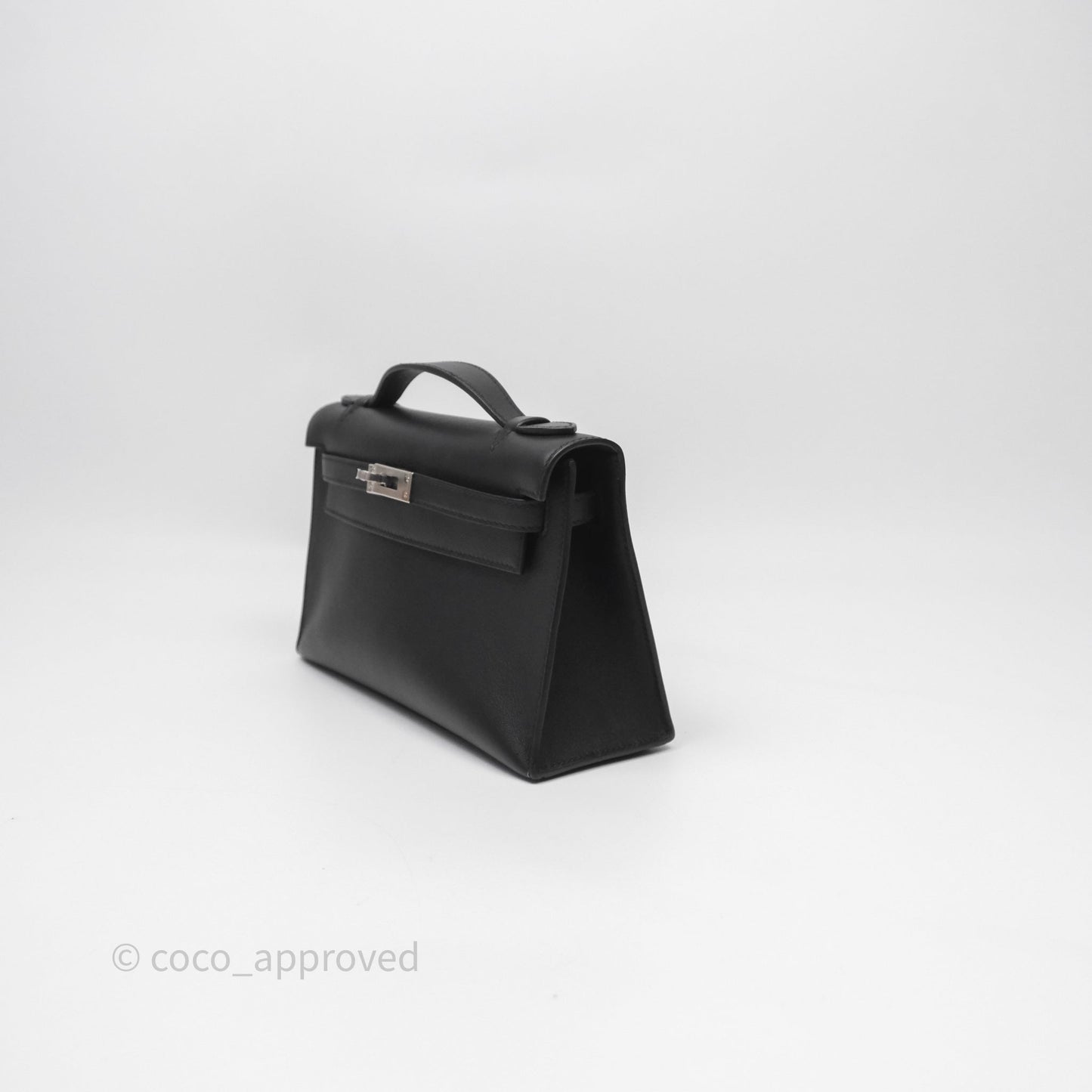 Hermès Kelly Pochette Clutch Black Swift Palladium Hardware