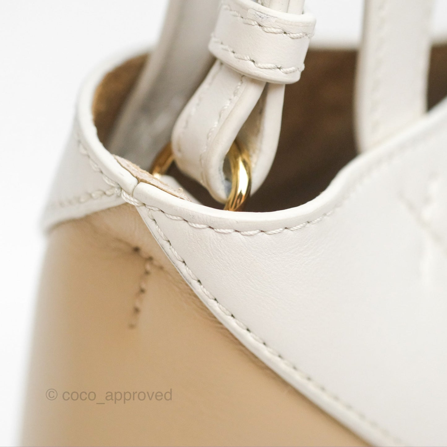 Loewe Mini Puzzle Fold Tote In Shiny Calfskin Soft White/ Paper Craft