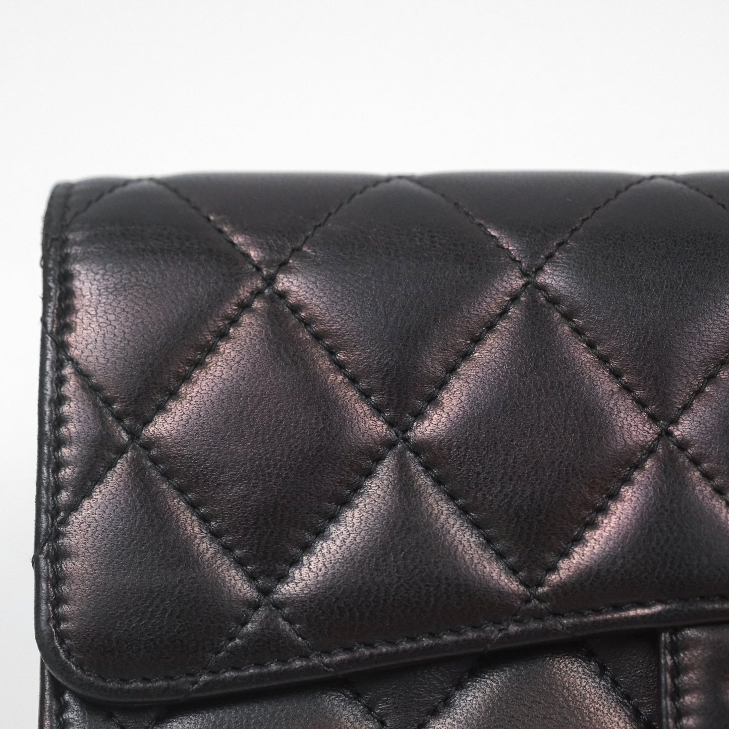 Chanel Quilted Classic Zip Long Wallet Black Lambskin Silver Hardware