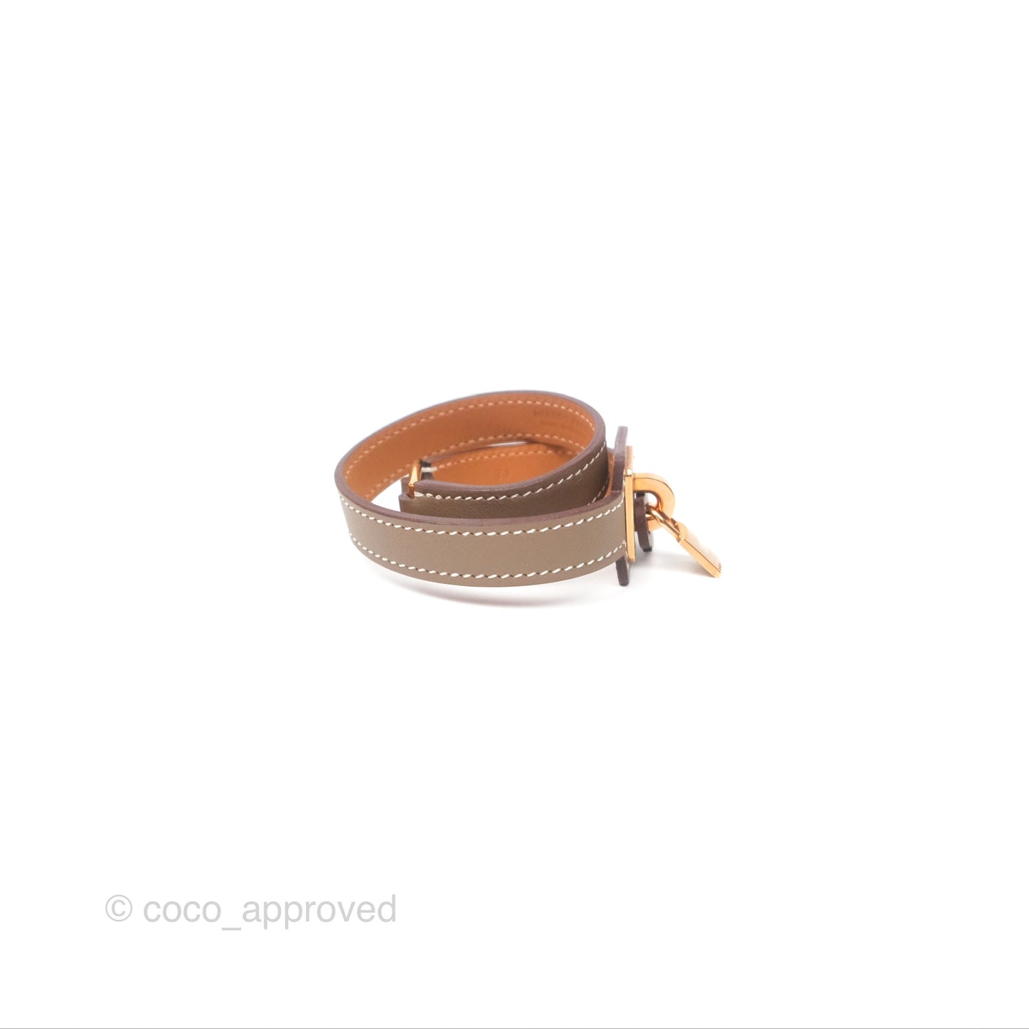 Hermès O'Kelly Double Tour Bracelet Etoupe Swift Rose Gold Hardware