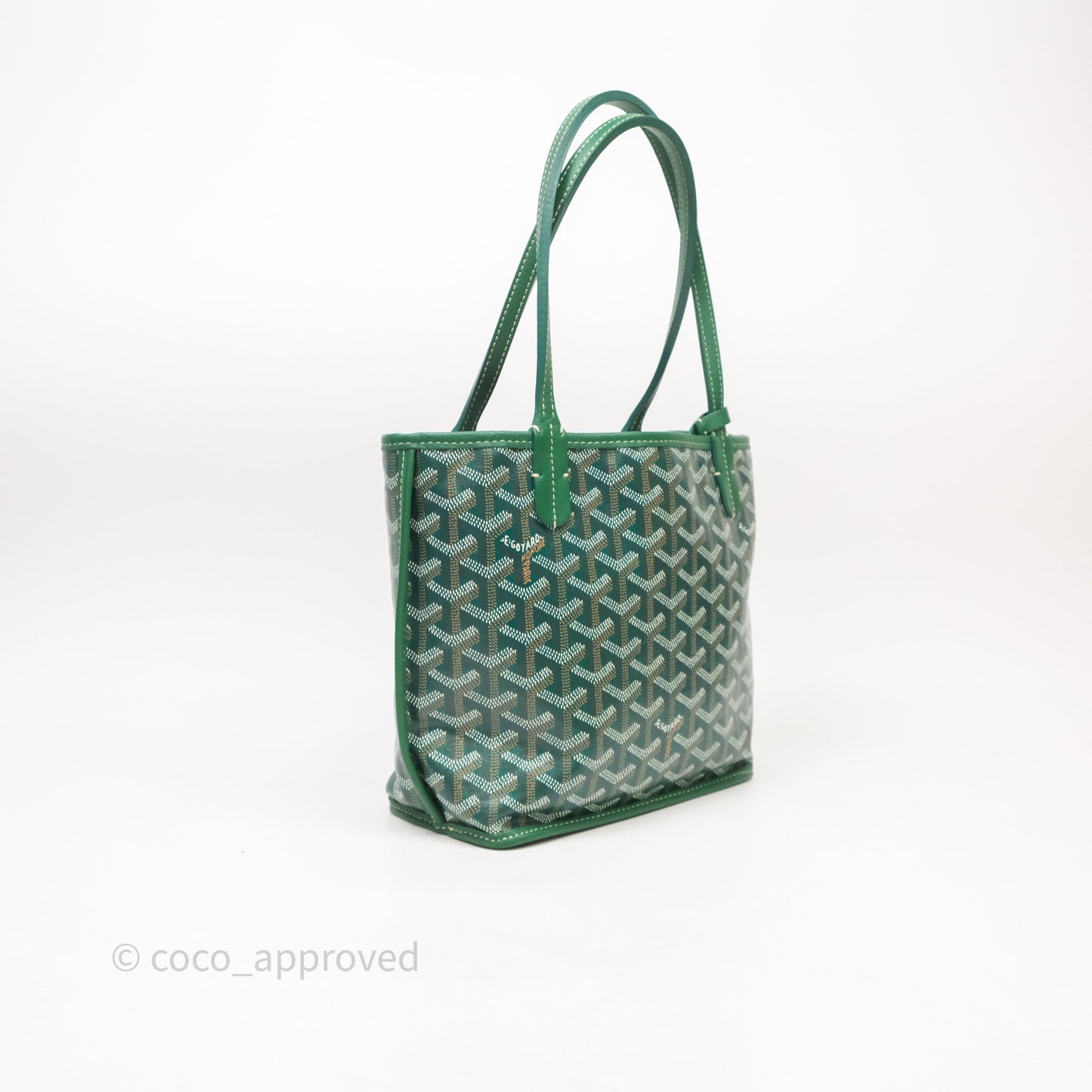 Goyard Anjou Mini Tote Bag Green Goyardine Canvas