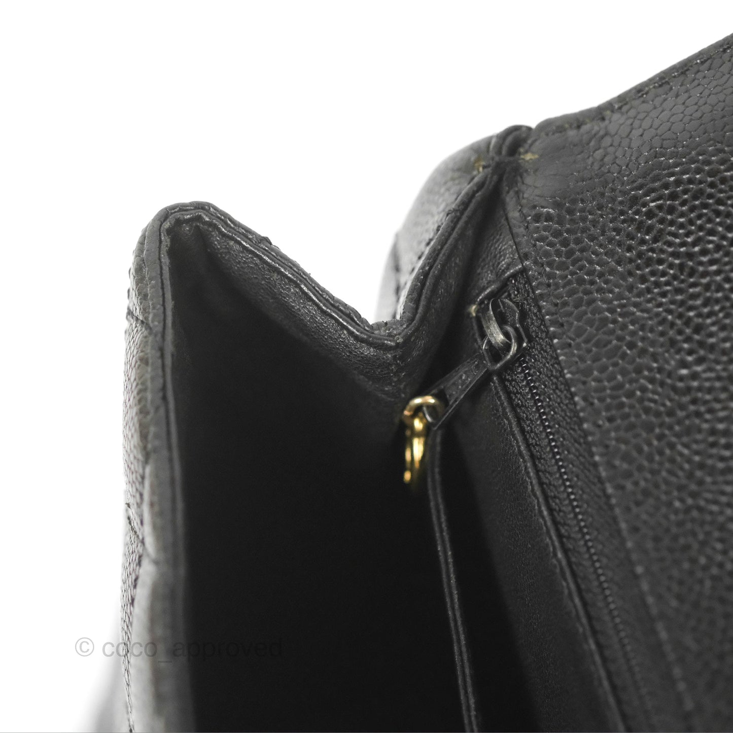 Chanel Vintage Kelly Quilted Flap Black Caviar 24K Gold Hardware